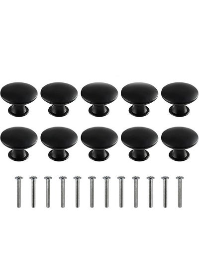 Buy 10-Piece Vintage Black Round Cabinet Knob Set – Retro Style Drawer Handles with Matching Screws, Ideal for Cabinets, Dressers, and Cupboards in Saudi Arabia