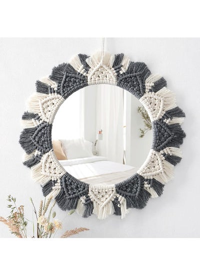 Buy Boho Macrame Round Hanging Mirror Bohemian Wall Décor 38 Cm in Egypt