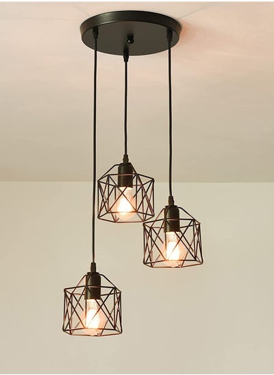 Buy Black 3 Lights Industrial Pendant Light with 120cm Adjustable Cable / Bulb Not Included in Saudi Arabia