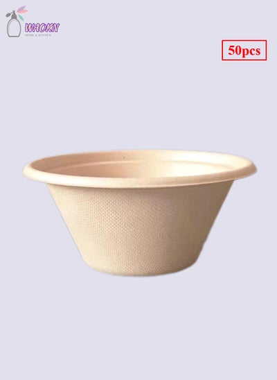 Buy 50-Piece Disposable Extra-Thick V-Shaped Bowls, Degradable And Environmentally Friendly Dessert Packaging Box, 450Ml in Saudi Arabia