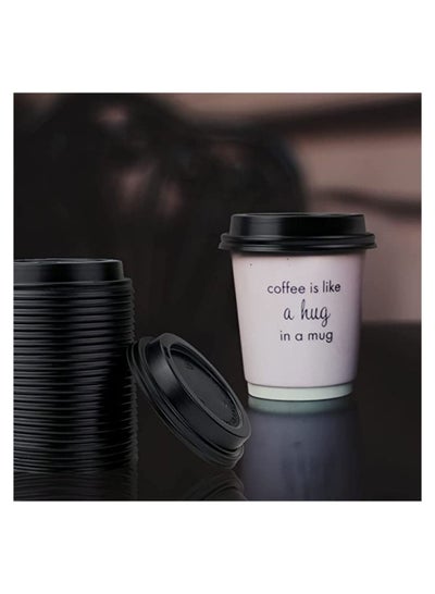 Buy Black Flat Lid For Paper Cups -63mm/4oz/25 Lids in Saudi Arabia