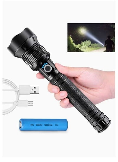 اشتري Rechargeable Flashlights High Lumens,Super Bright Led Tactical Flashlights,High Powered Flashlight for Emergencies Camping Hiking في السعودية