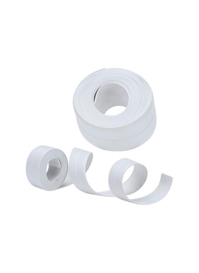 اشتري 2pcs Tub and Wall Caulk Strip, Kitchen Caulk Tape Bathroom Wall Sealing Tape Waterproof Mildewproof Self-Adhesive Decorative Trim,3.8 cmX3.2 Meters PC,White في الامارات