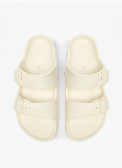 اشتري Womens Solid Slip-On Sandals with Buckle Detail في السعودية