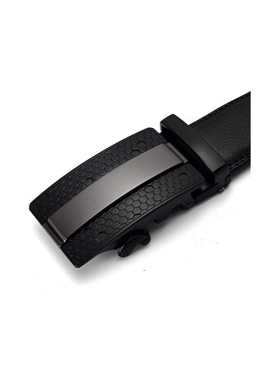 Buy Men's leather ratchet dress belts with automatic buckle Reversible Plate Leather Belt in UAE