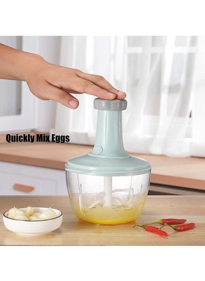 Buy 2L Manual Handheld Mini Food Chopper With Stainless Steel Blade for Vegetables, Onions in UAE