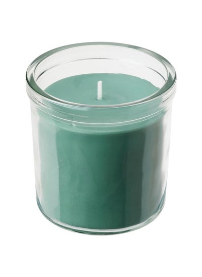 Buy Scented Candle In Glass Fresh Grass Light Green 40 Hr in Saudi Arabia