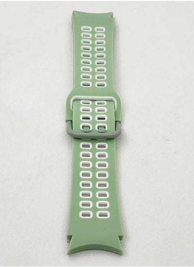 Buy Silicon Strap With Silver Buckle For Samsung Galaxy Watch 4 Classic 20mm-46/42-40/44- Light Green / White in Egypt