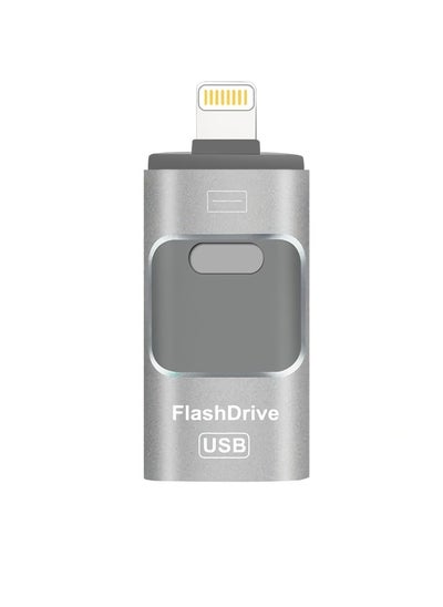 اشتري 128GB USB Flash Drive, Shock Proof Durable External USB Flash Drive, Safe And Stable USB Memory Stick, Convenient And Fast I-flash Drive for iphone, (128GB Silver Gray) في السعودية