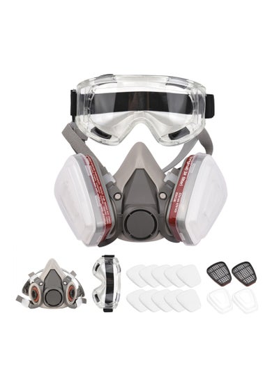 Buy Reusable Respirator Half Facepiece 6200 Gas Mask Breathing Protection Respirators with Safety Goggles for Painting Organic Vapor Welding Polishing Woodworking and Other Work Protection in UAE