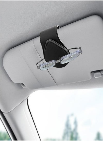 اشتري Oasisgalore Black Magnetic Leather Car Sunglasses Holder for Car Visor Convenient Portable Eyeglasses Hanger Card Ticket Clip Organizer for Easy Access and Protection في الامارات