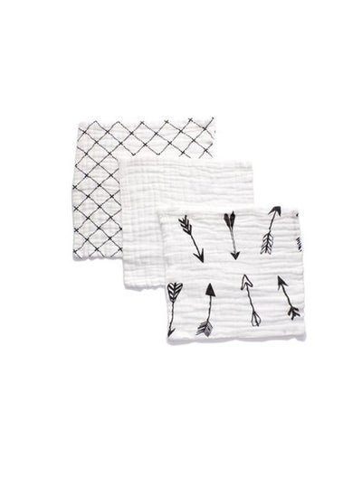 Buy Muslin Face and Burp Cloth 100% Organic Cotton Set of 3 Keen Arrows in UAE