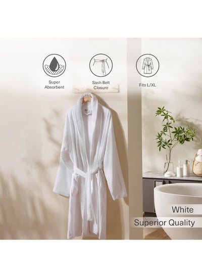 Buy Maxima Shawl Collar Bathrobe L/Xl - White in UAE