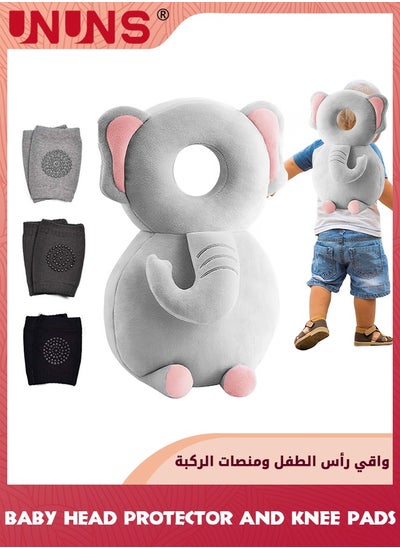 Buy Baby Head Protector And Baby Knee Pads Set,Toddlers Head Safety Pad Cushion Adjustable Backpack For Crawling Walking,Backpack Safety Pads Baby Back Protection,Elephant in Saudi Arabia