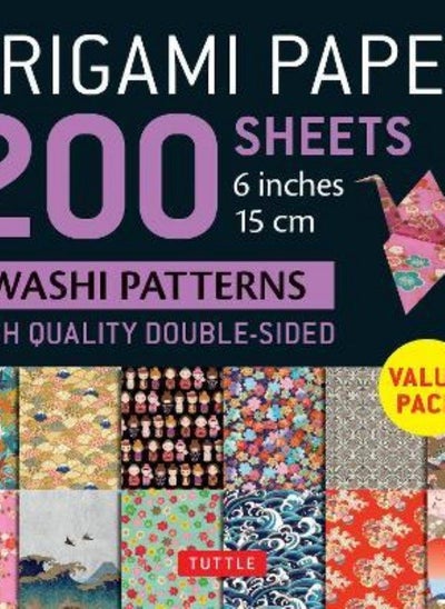 Buy Origami Paper 200 sheets Washi Patterns 6" (15 cm) in UAE