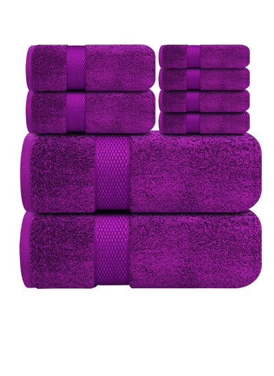 Buy Premium Purple Bath Towels Set - [Pack of 8] 100% Cotton Highly Absorbent 2 Bath Towels, 2 Hand Towels and 4 Washcloths - Luxury Hotel & Spa Quality Bath Towels for Bathroom by Infinitee Xclusives in UAE