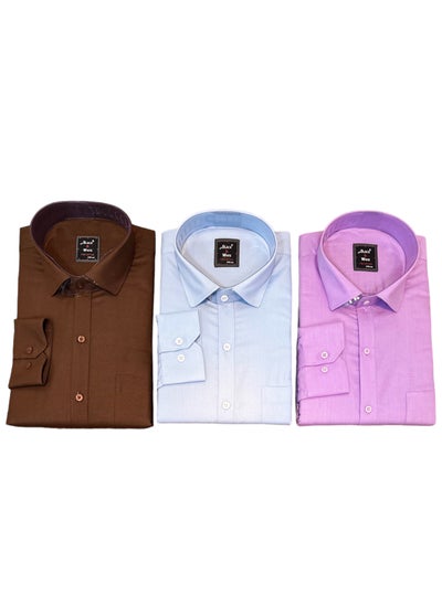 Buy Men's 3 Piece Formal Shirts Combo Slim Fit in UAE