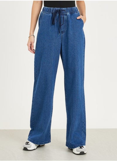 اشتري Wide Leg Drawstring Jeans with Pockets في السعودية