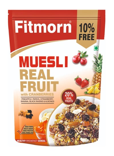 Buy Muesli Real Fruit with Cranberries Healthy Breakfast Cereals 275g in UAE