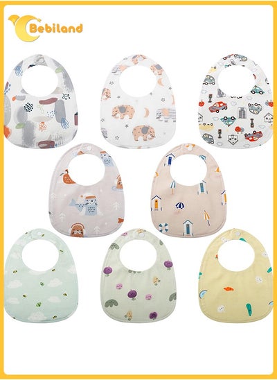 Buy 8 Pack Bandana Dribble Bibs, Soft Cotton Baby Teething Bibs Waterproof Drool Bibs (Multicolour) in Saudi Arabia