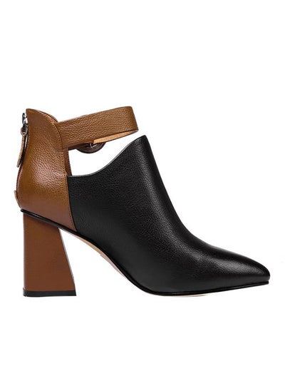 Buy Patchwork Ankle Boots Black/Brown in Saudi Arabia