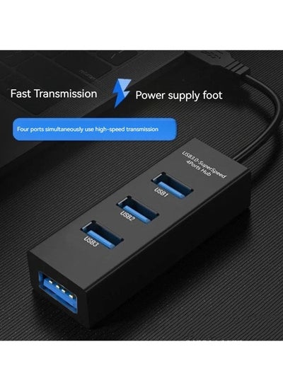 Buy Four-port USB Splitter USB Hub USB Extender One to Four 2.0 (Black) in Saudi Arabia