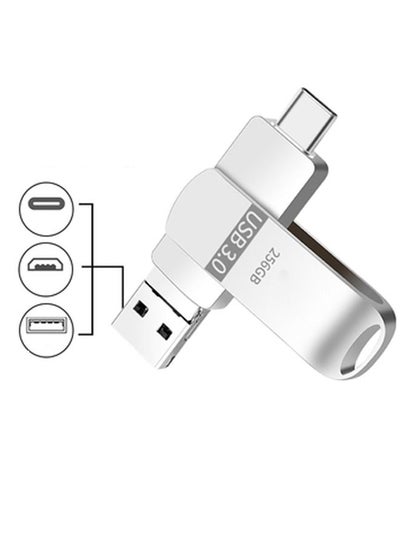 Buy 4 in 1 Portable U Disk 3.0 USB Flash Drive 256GB Silver in Saudi Arabia