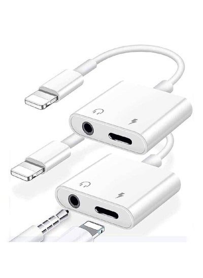 Buy 2 pack Headphones Jack Adapter for iPhone, 2 in 1 Charger, Aux Audio Splitter Dongle Adapter for iPhone, for iPad, for iPod, Support All iOS System in UAE