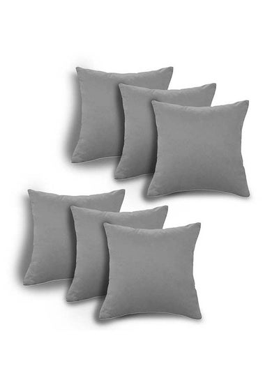 Buy Set of 6 pieces Square Soft Velvet Decorative Cushion with Solid Design and Attractive Colors 45x45 cm - Grey in Saudi Arabia