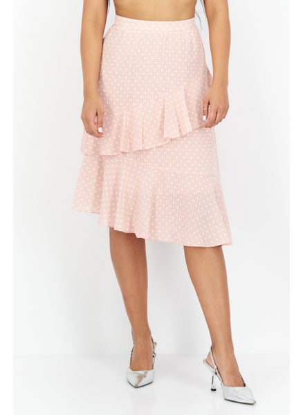 Buy Women Polka Dots Midi Skirts, Pink in UAE