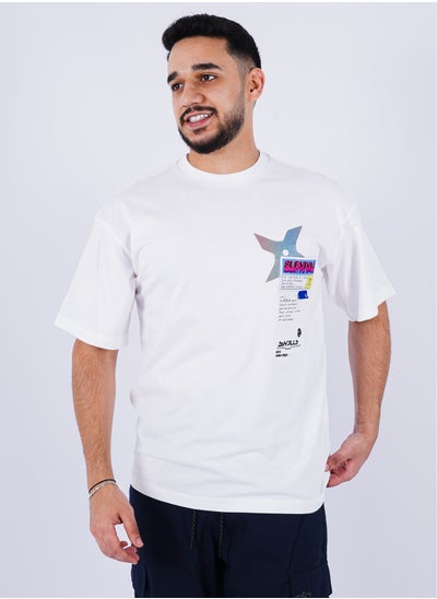 Buy Men's "SURVIVAL" Printed Running Lightweight T-Shirt in Bright White in UAE