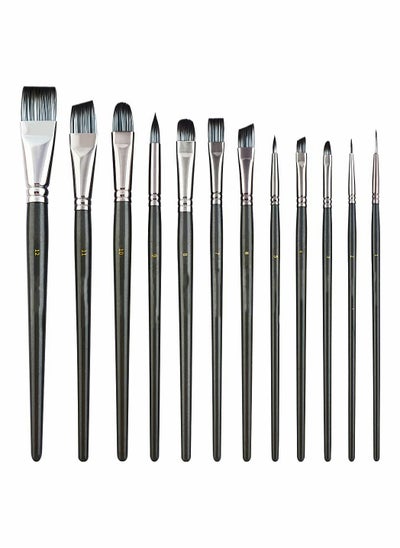 Buy Artist Paint Brush Set of 12 for Watercolor Acrylic Gouache Oil and Tempera Painting Fine Arts Painting Brush Painting Tools with Black Nylon Wool in Saudi Arabia