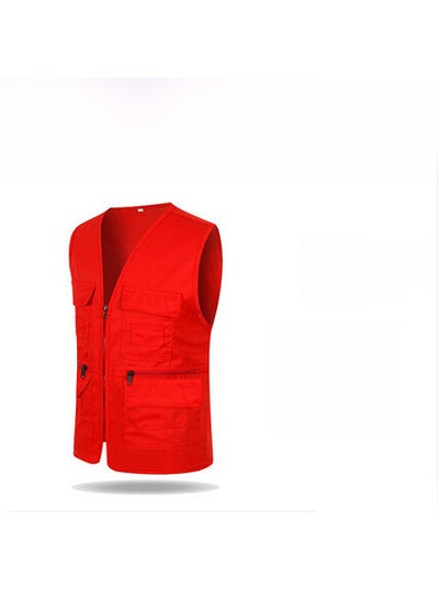 Buy Mens Custom Vest Multi-Pocket Reporter Jacket Red in Saudi Arabia