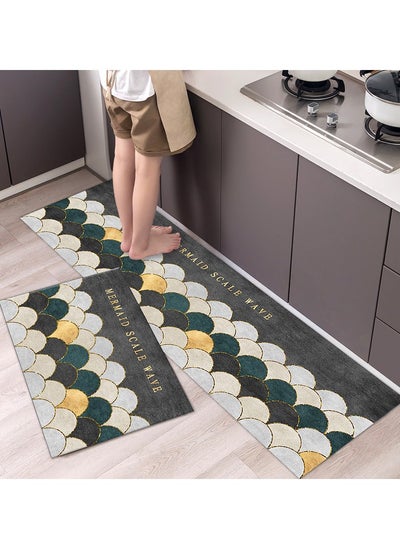 Buy 2pcs Bath Kitchen floor Mats Waterproof Rugs Anti-slip Washable 40x60 + 40x120cm in UAE