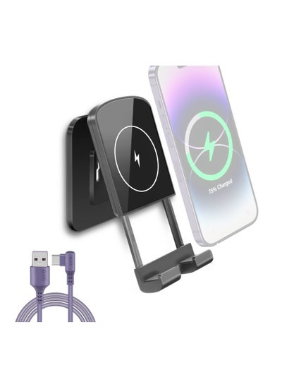 اشتري Wall Mount Wireless Charger with Phone Holder, Desk Wireless Charger Wall Mounted Wireless Charging Phone Stand Adjustable Angle Wireless Charger Phone Holder Compatible with iPhone, Samsung, Android في الامارات