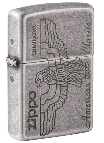 اشتري Zippo MP223394 121FB Zippo American Classic Antique Silver Windproof Lighter في الامارات