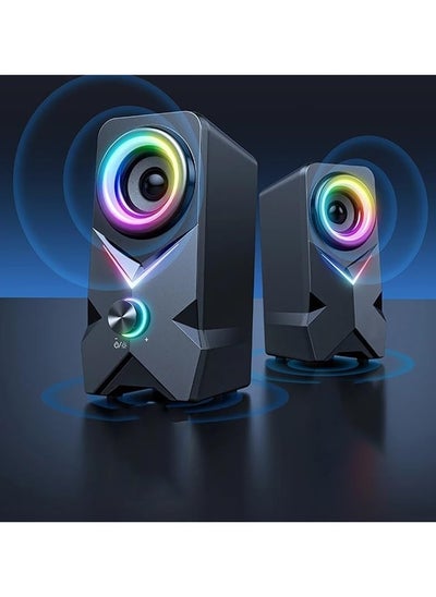 Buy Subwoofer Desktop PC Laptop Gaming USB Stereo Computer Speakers LED Tweeter with RGB 3.5mm Jack in UAE