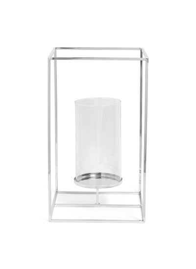 اشتري Prie Pillar Candle Holder, Silver - 20X40 Cm في الامارات