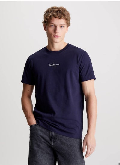 Buy Men's Cotton Monogram T-Shirt -  cotton jersey, Blue in Saudi Arabia