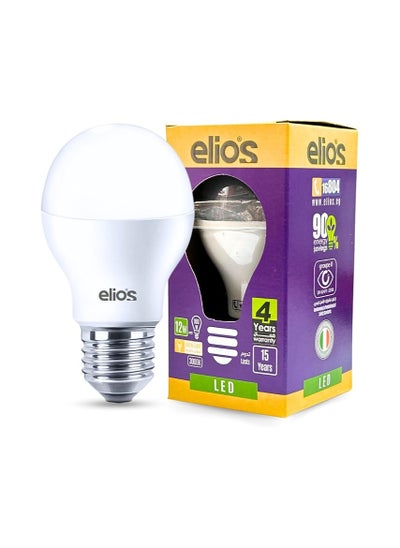 Buy ELIOS 12W LED Bulb 6500K White Light 1200 Lumens Brightness, Set of 3, E27, 12.0W in Egypt