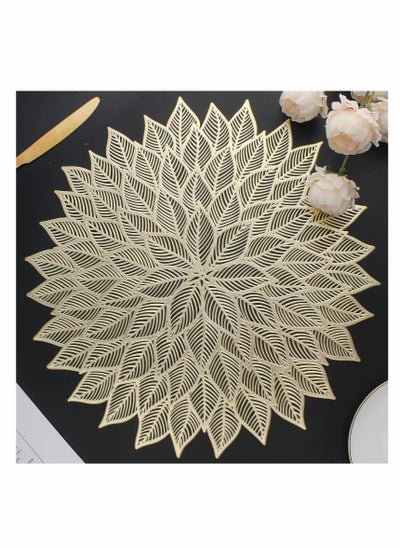 Buy Placemats Round Hollow Out Flowers Place Mats for Dining Table Pressed Vinyl Blooming Leaf Table Mats for Holiday Party Wedding Accent Centerpiece Dinner Table Decoration 6 Set in Saudi Arabia