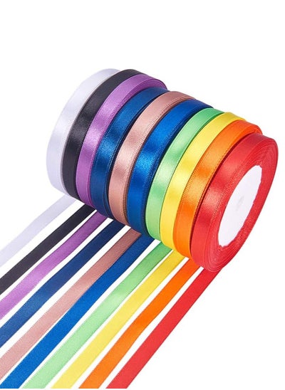 Buy 10-Piece Satin Ribbons 15mm Width Assorted Colours in UAE