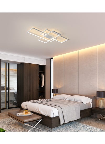 اشتري Dimmable LED ceiling light with remote control, modern recessed mounted ceiling lighting fixture, 3 square acrylic ceiling Light White 50W LED Chandelier Bedroom Dining Room Kitchen في الامارات