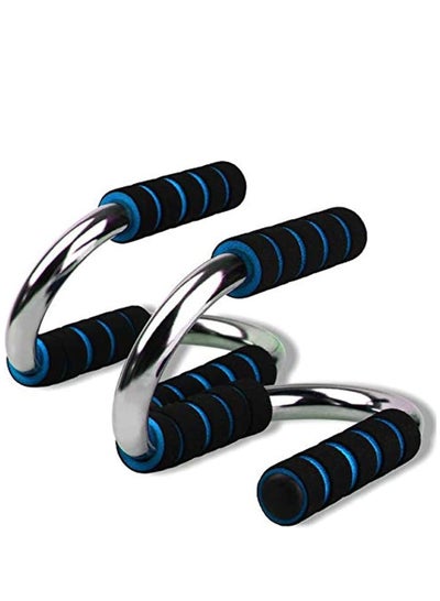 Buy Stainless Steel Push Up Stand With Foam Grips, 2Pcs - Blue/Black in Egypt