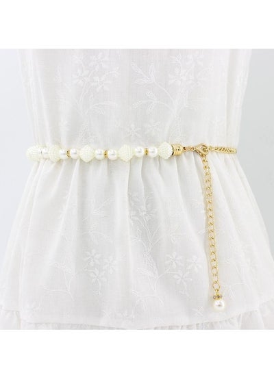 اشتري New Womens Pearl Fashion Versatile Decorative Dress Summer Skirt Small Belt في الامارات