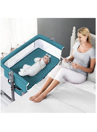 Buy Baby Bassinet Bedside Sleeper Bedside Crib Easy Folding Portable Crib 3 in 1 Travel Baby Bed with Adjustable Height Breathable Net and Mattress in Saudi Arabia