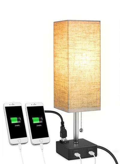 Buy USB Double Charging Table Lamp Cloth Cover in UAE