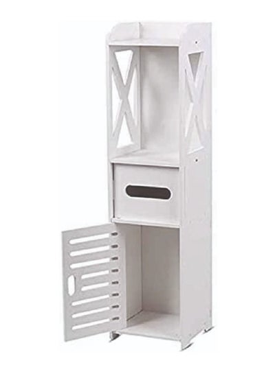 اشتري Corner Storage Floor Bathroom Cabinet With Door And Shelve White في الامارات