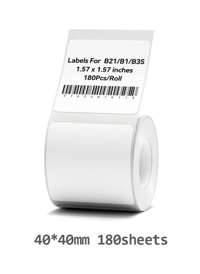 اشتري B21 / B1 / B3S ورق ملصقات حرارية مقاوم للماء لطباعة الباركود 40 * 40 مم أبيض في السعودية