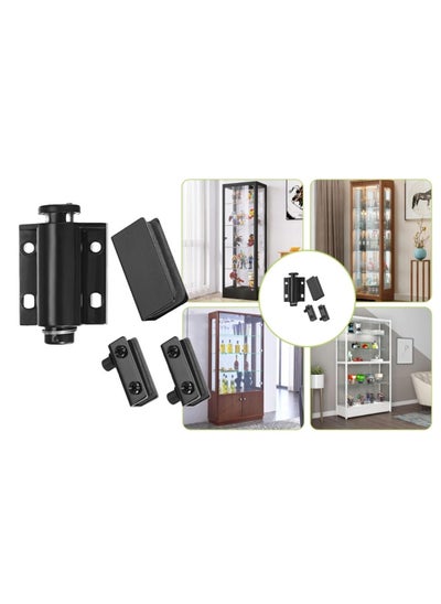 اشتري Glass Set Single Black Brass Plated Hinges Clip Catcher Glass Door Double Magnetic Touch Catch Latch With Clamp Compatible Glass Door Cabinet Mcb 01A في الامارات